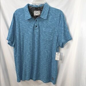 Flag & Anthem Men's Heathered Blue Polo Shirt Relaxed Fit Size Large